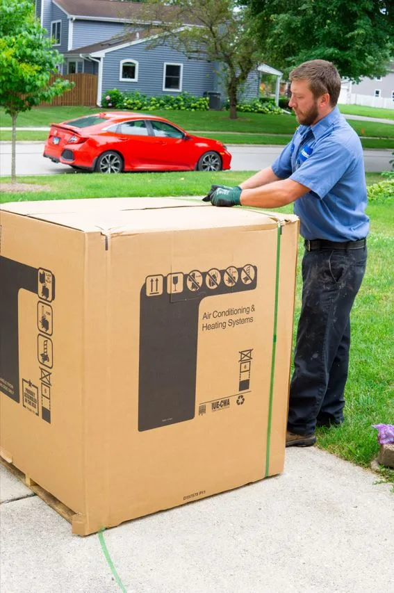 tr miller hvac technician servicing a southern chicago suburban home
