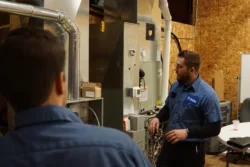 TR Miller HVAC technicians performing a heating inspection