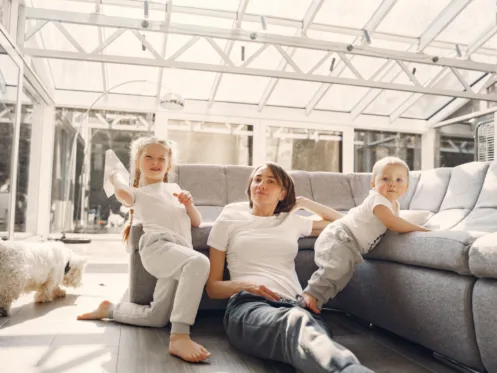 happy family enjoying clean indoor air quality