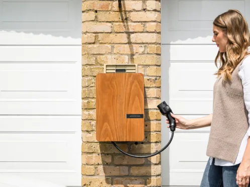 ev charger installed on the home driveway